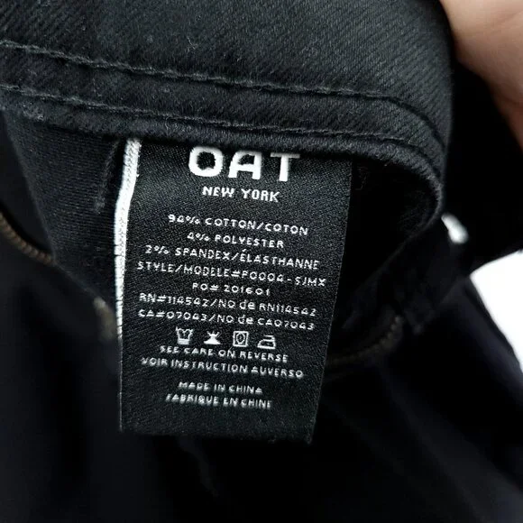 Oat New York Jeans Women's Size 4/27 Black Denim High Rise Wide Leg Raw Hem - Picture 14 of 15